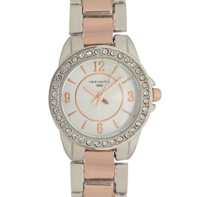 Ladies rose gold mixed plated bracelet watch